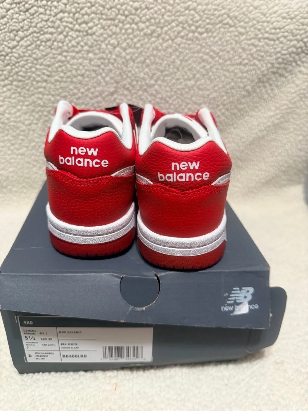 New Balance Kids Red and White Low-Top Sneakers